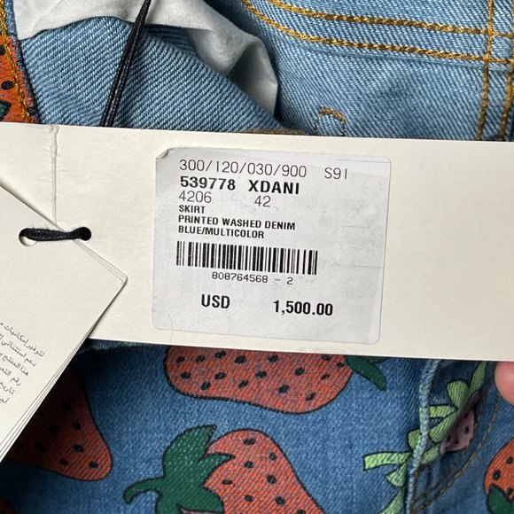 Gucci Strawberry Denim Jean Women's size 42 Skirt - Picture 3 of 16